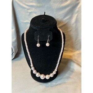 Paparazzi Pink Bead and Rhinestone Set Necklace and Earrings
